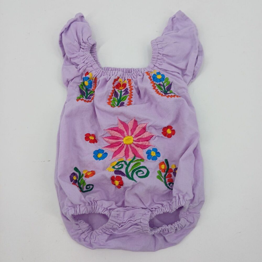 girls Lavender Floral Embroidered Baby / Toddler Ruffle Top 100% cotton size 2